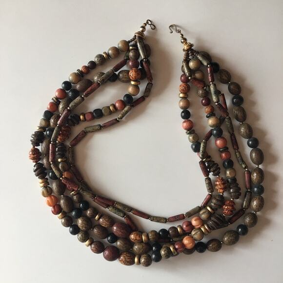 Gorgeous forrest tones multi-strand statement necklace - Picture 5 of 7